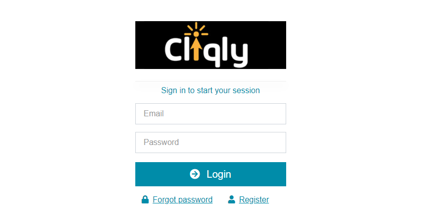 Cliqly Login Page